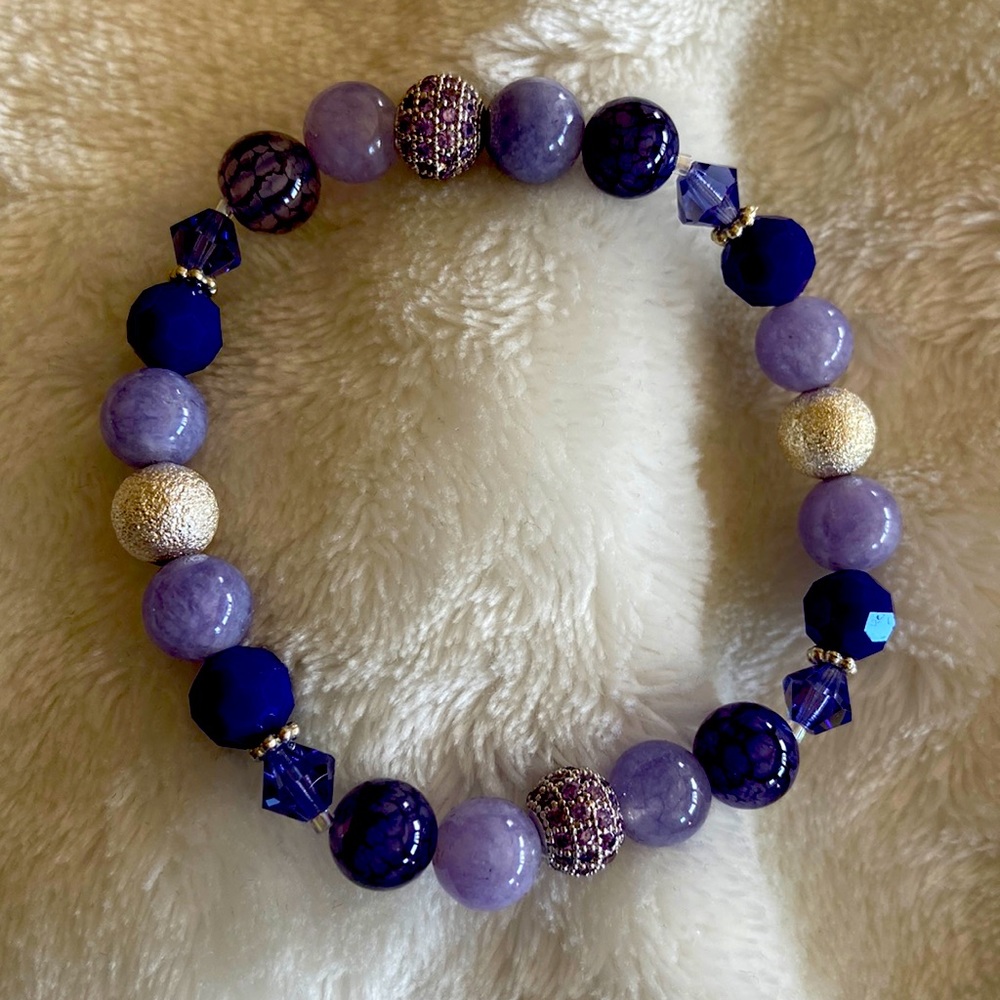 Ladies Purple Handcrafted Bead Bracelet